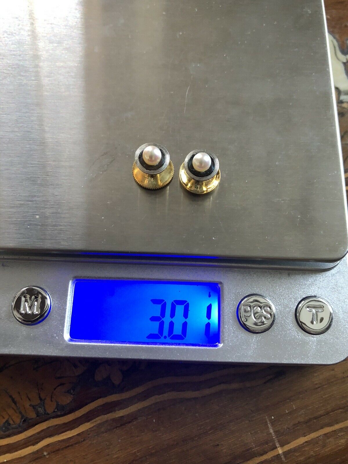 Mappin Webb 18ct Gold Pearl Collar Studs Original Box