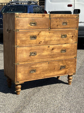 Pine Campaign Style Chest. Military Chest. With Brass Handles & Brass Bound.