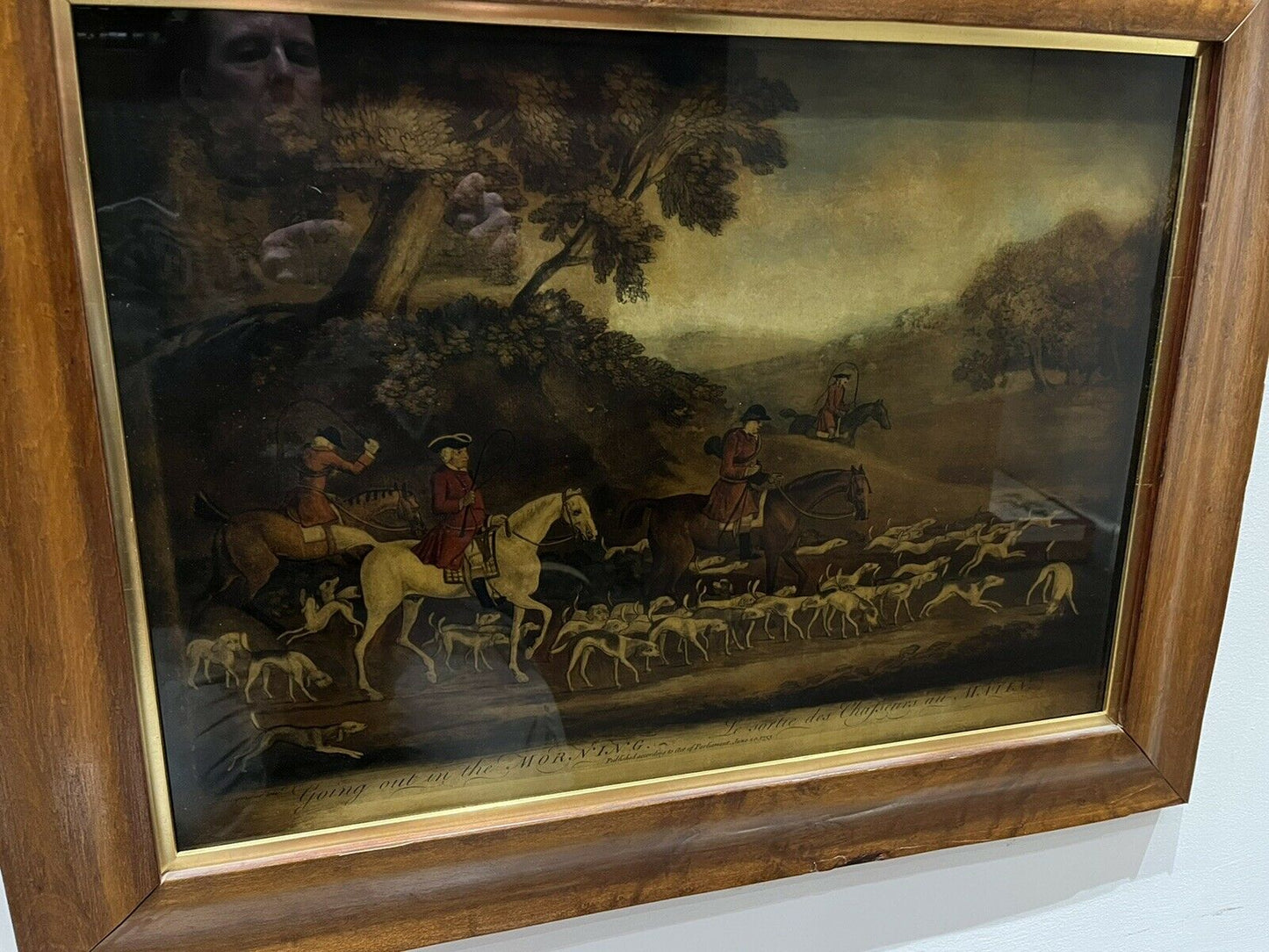 Victorian Crystoleum “ Going Out In The Morning “ In A Maple Frame.