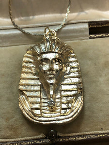 Vintage 1980s Egyptian Revival Pharaoh Gold Tone Necklace