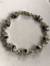 Vintage Silver Tone Black Enamel Elephant Bracelet