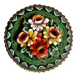 Vintage Micromosaic Flowers Brooch