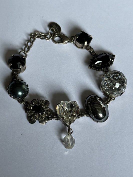 Vintage Designer Dimitriadis Crystal Heart Bracelet