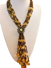 Vintage Statement Silver 925 Citrine Tigers Eye Drop Faceted Bead Necklace
