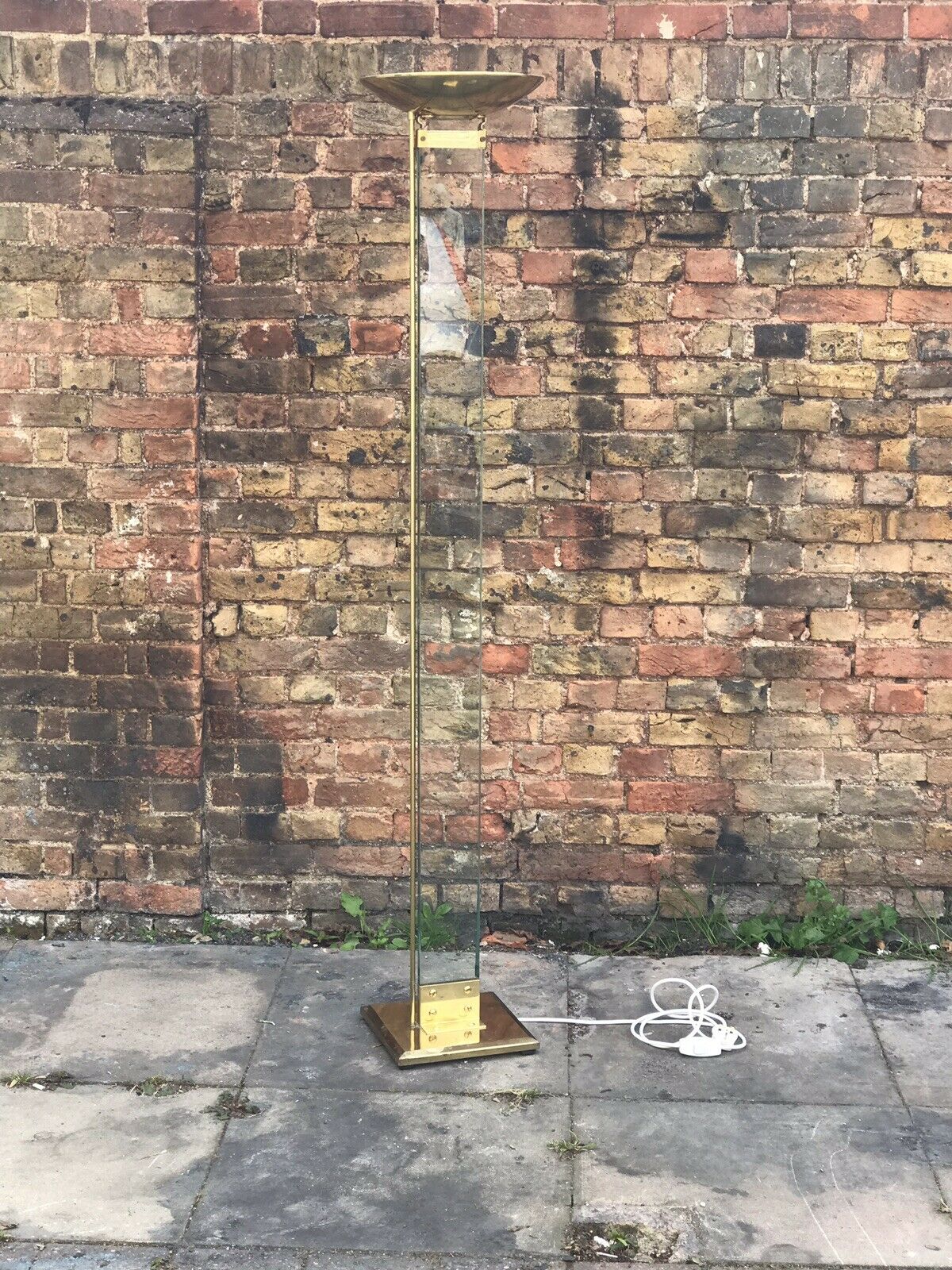 1980’s Modernist Designer Glass And Brass Lamp