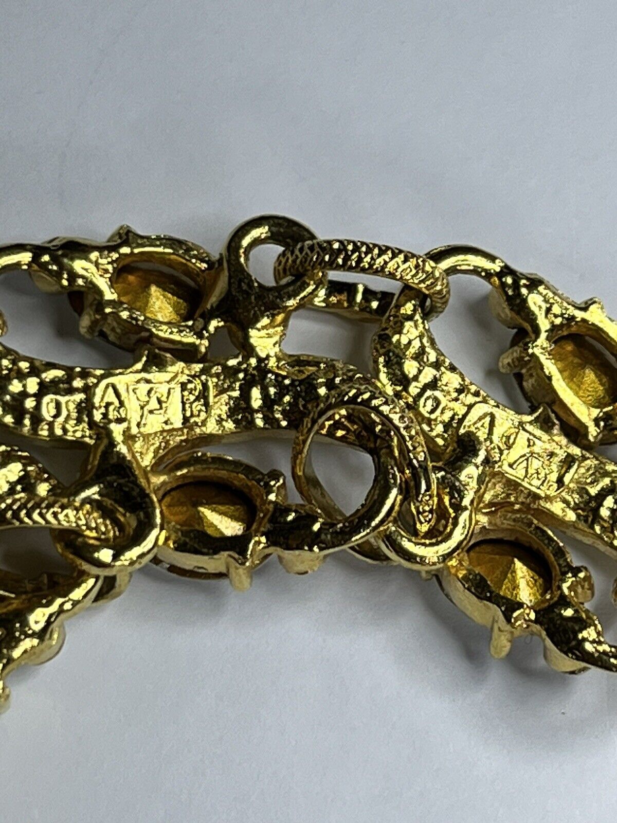 Vintage Signed Gold Plated Detailed Diamanté Bracelet
