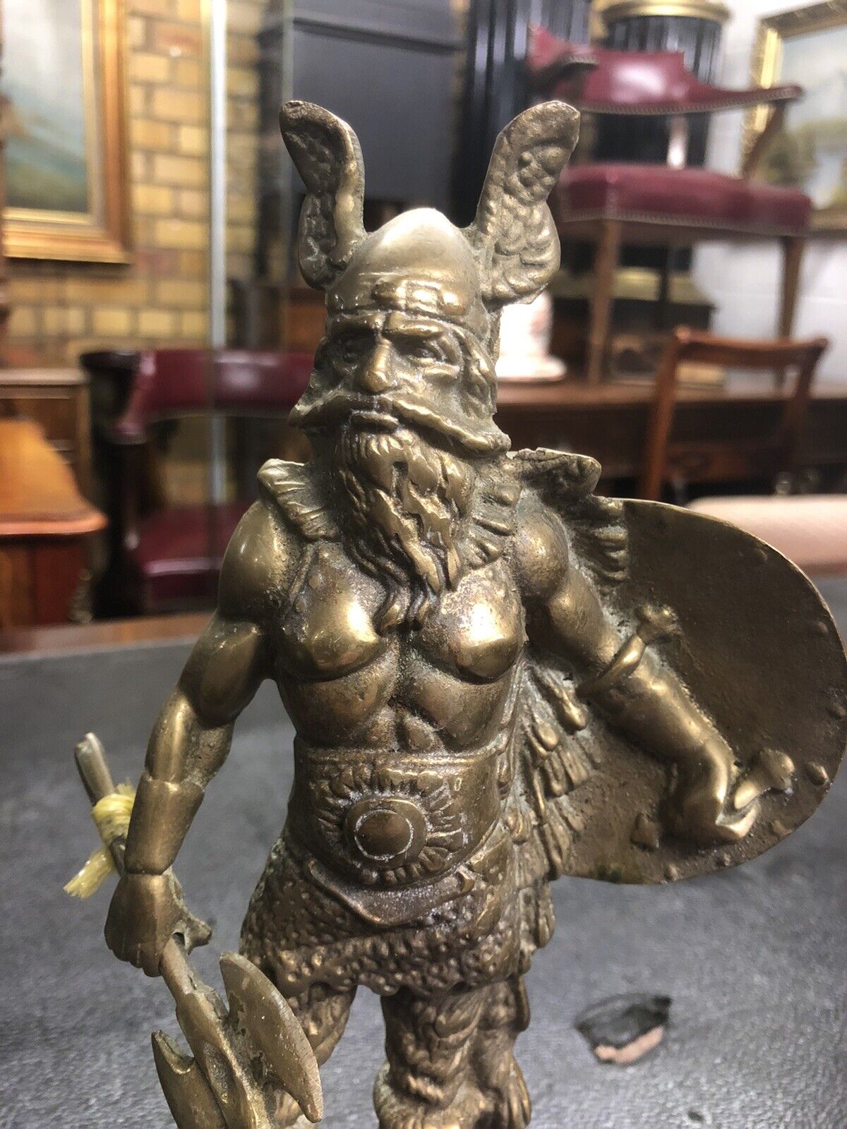 Viking Figure. Highly Detailed And Made Of Solid Brass.