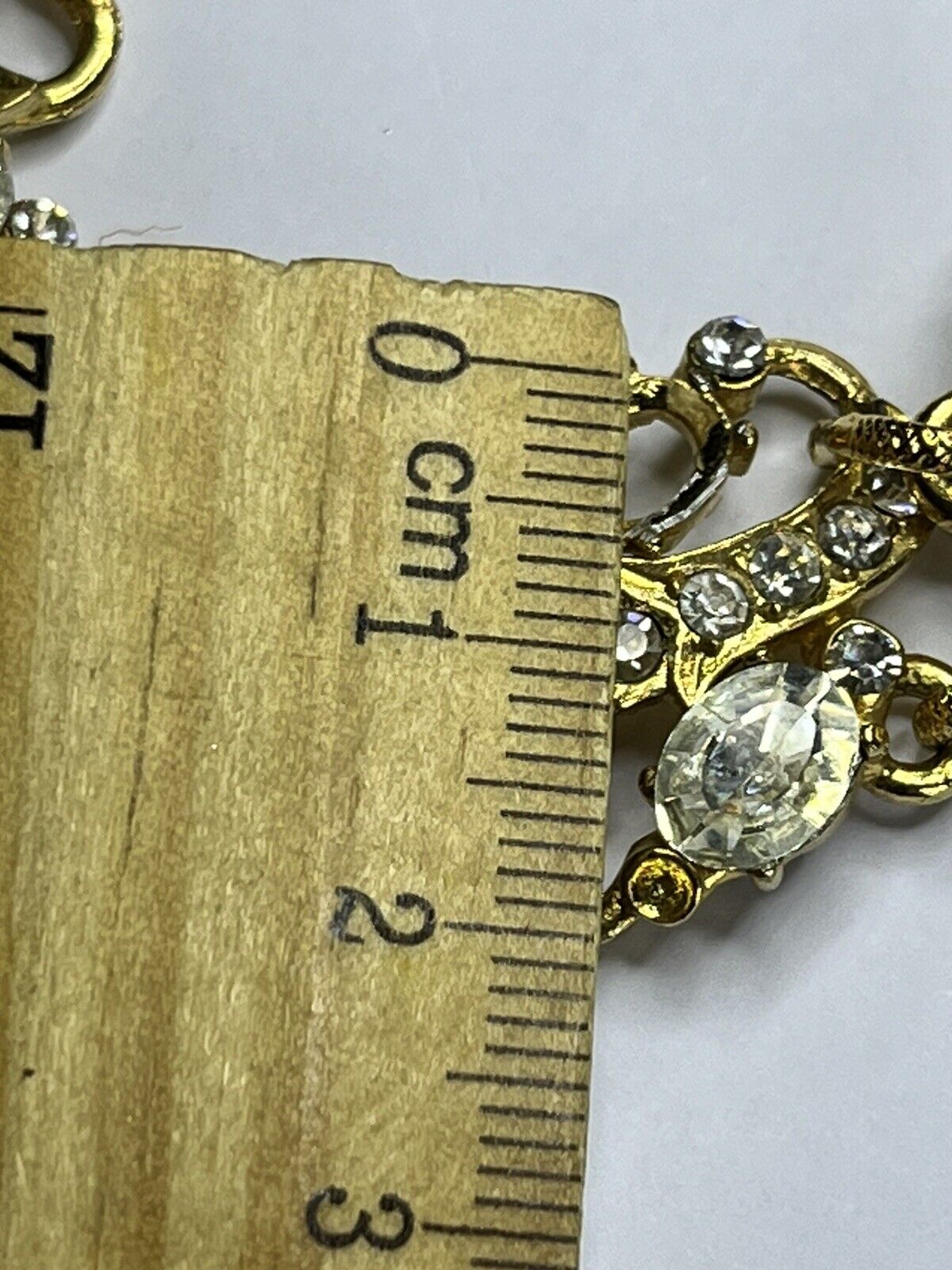 Vintage Signed Gold Plated Detailed Diamanté Bracelet