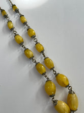 Vintage Old Satin Bead Metal Detail Drop Necklace
