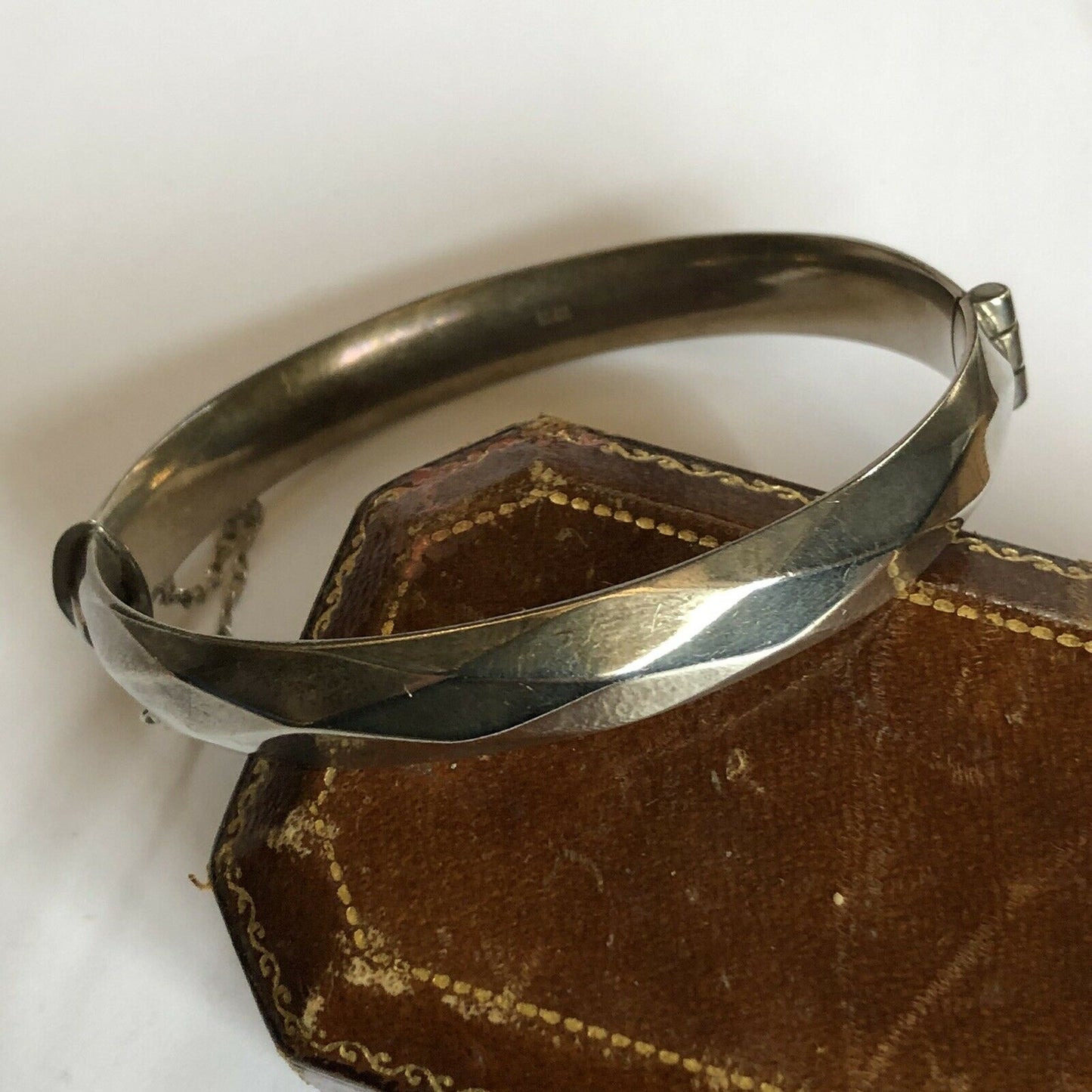 Vintage Silver 925 Bangle Bracelet Safety Chain 43.79g