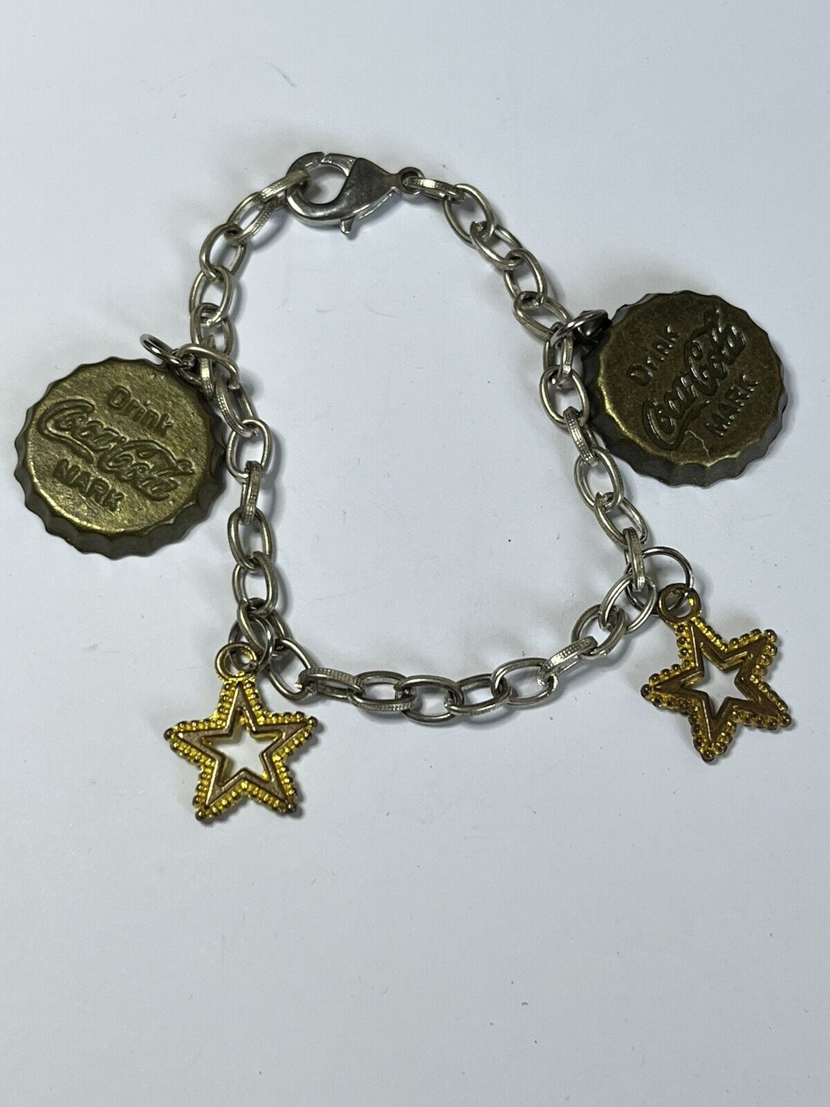 Vintage Gold  Silver Tone Coca Cola Charm Bracelet