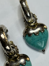 Vintage Silver 925 Turquoise Heart Drop Earrings 23.92g Statement