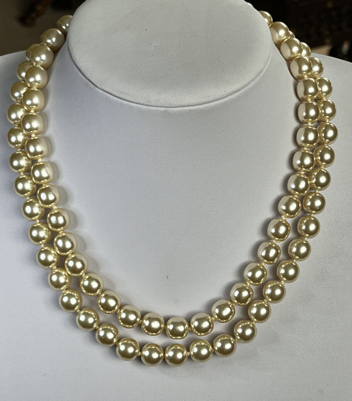 Vintage Faux Pearl Double Strand Necklace