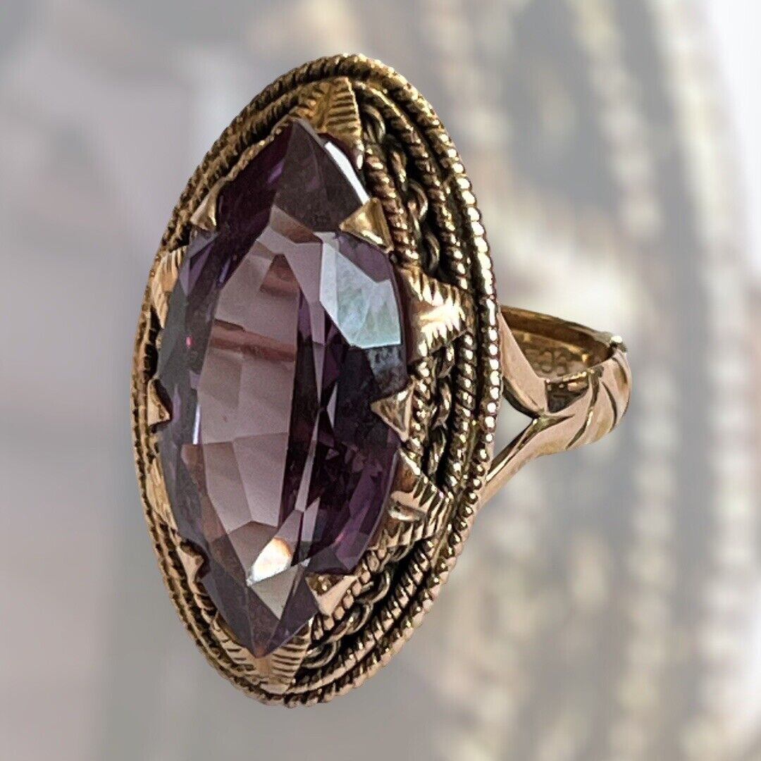 Vintage Egyptian 12ct Gold Tanzanite Statement Ring