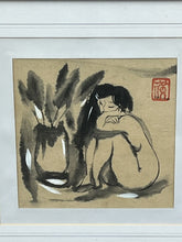 Japanese Scholar Ink Brush Work Paintings With Signed Chop Mark