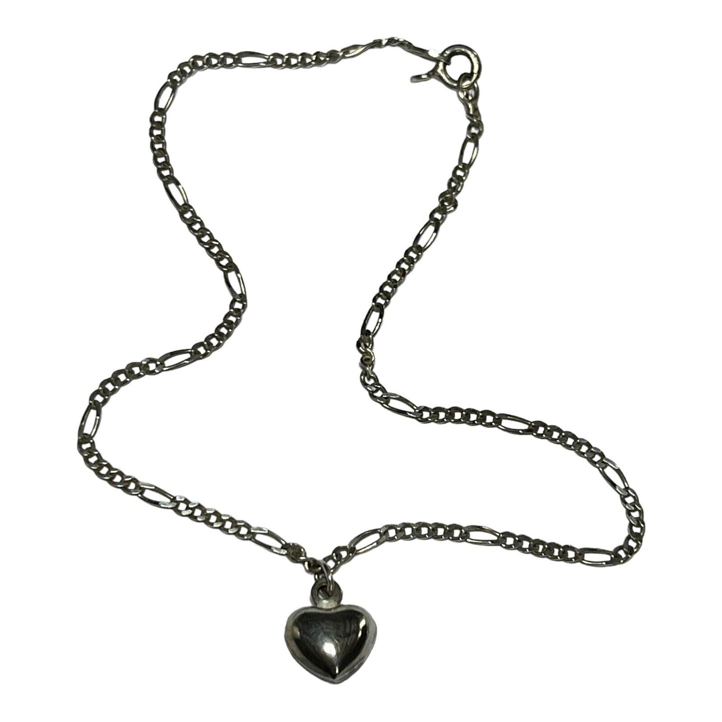 Vintage Silver 925 Chain Heart Charm Bracelet