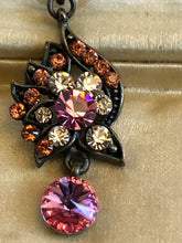 Vintage Multicoloured Pinks Diamanté Drop Earrings