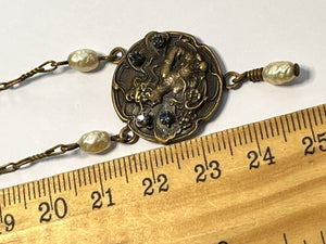 Vintage Art Nouveau Blue Stone Lavaliere Necklace