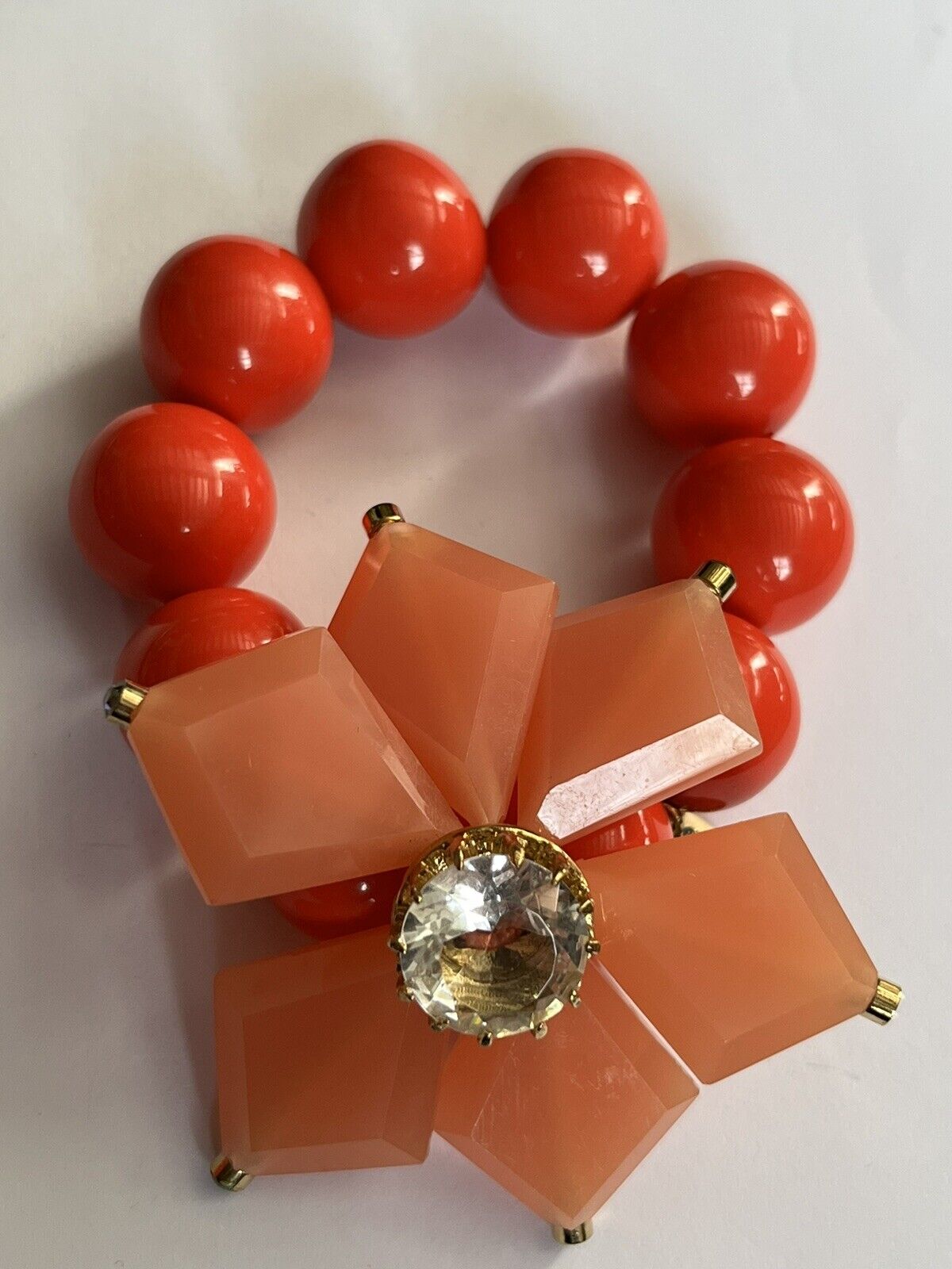 Vintage Butler And Wilson Orange Peach Statement Flower Bracelet