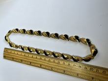 Vintage Gold Plated Black Enamel Necklace