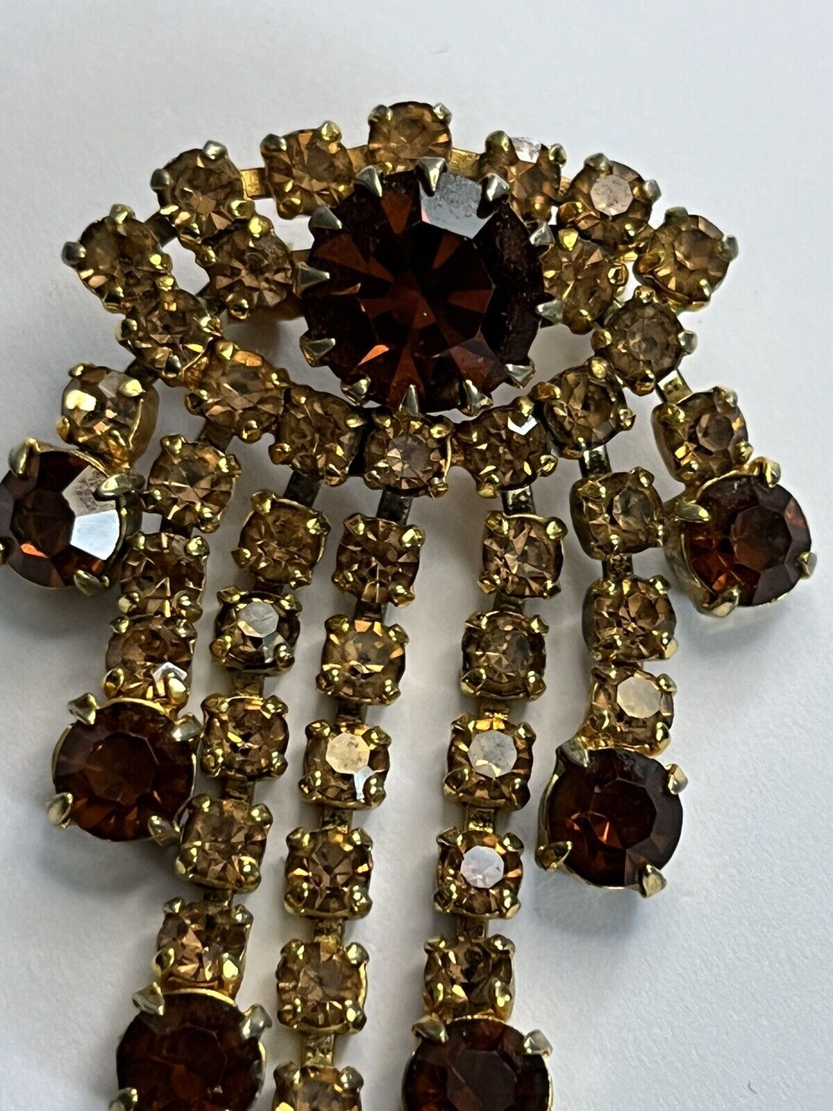 Vintage Champagne Paste Eye Waterfall Brooch