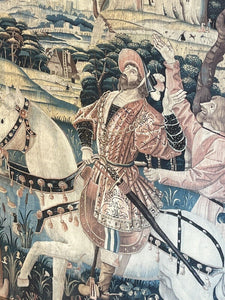 Tudor Hunting Scene Tapestry, Hunting Dogs & Birds Of Prey. HUGE IN SIZE