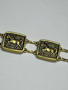 Vintage Gold Tone Etruscan Horses Bracelet