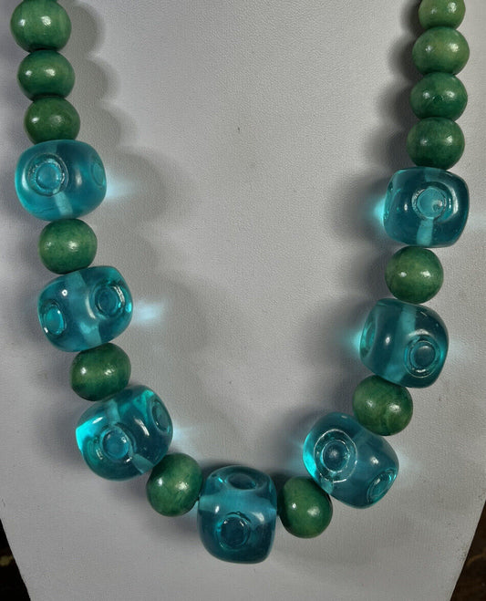 Vintage Green Beaded Statement Necklace