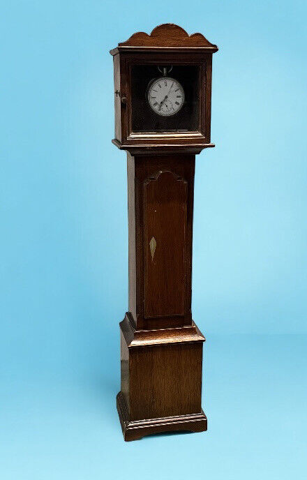 Pocket Watch Holder. Miniature Mahogany Longcase. We Ship Worldwide.