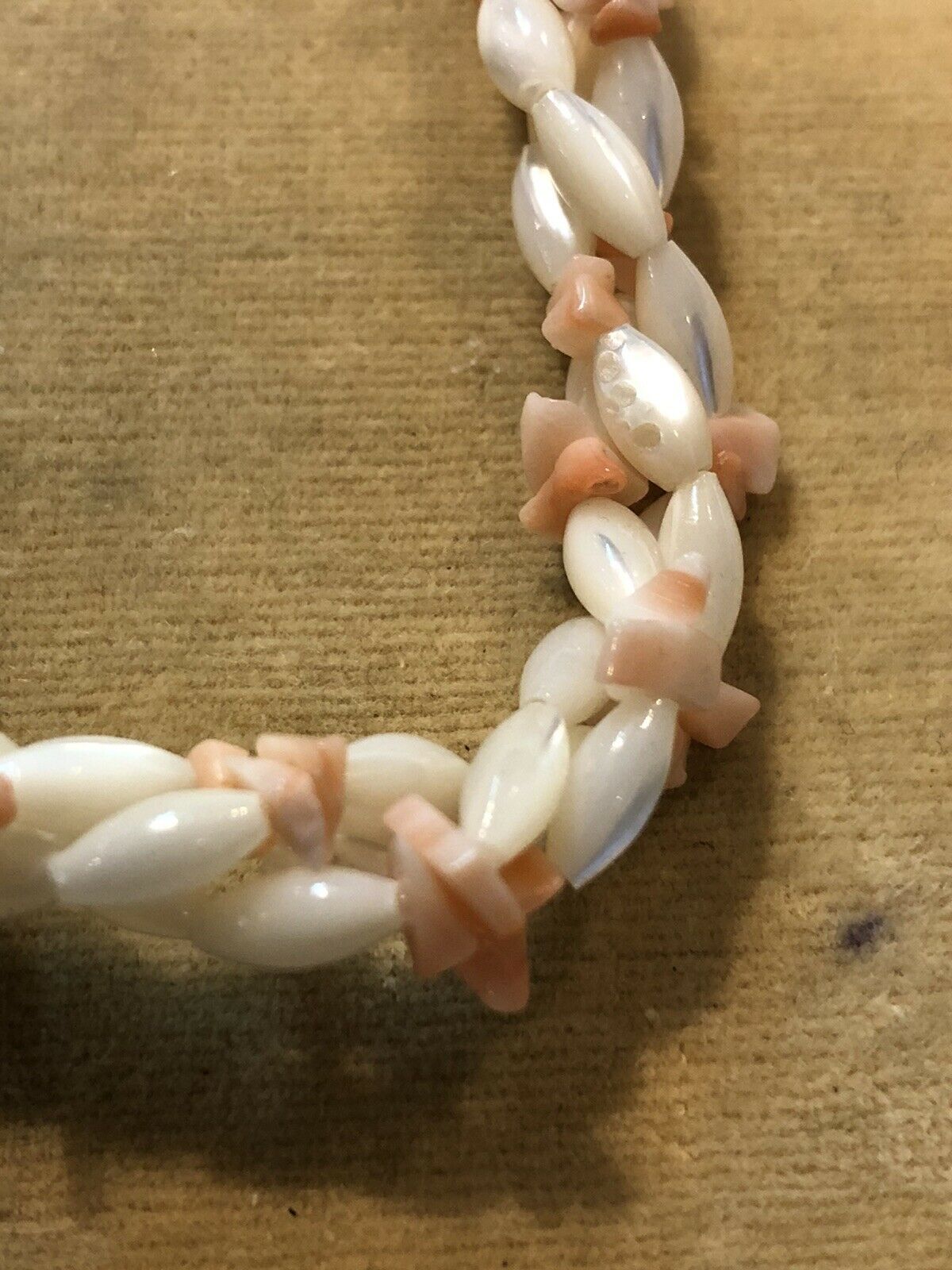 Vintage Mother Of Pearl Coral Necklace