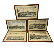 Set Of Antique Coloured Engravings By Conrad Buno Delineaut Of German Towns