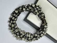 Vintage Silver Tone Diamanté Cluster Style Bracelet