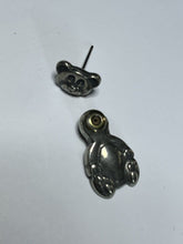 Vintage Pewter Teddy Bear Back Front Pierced Earrings