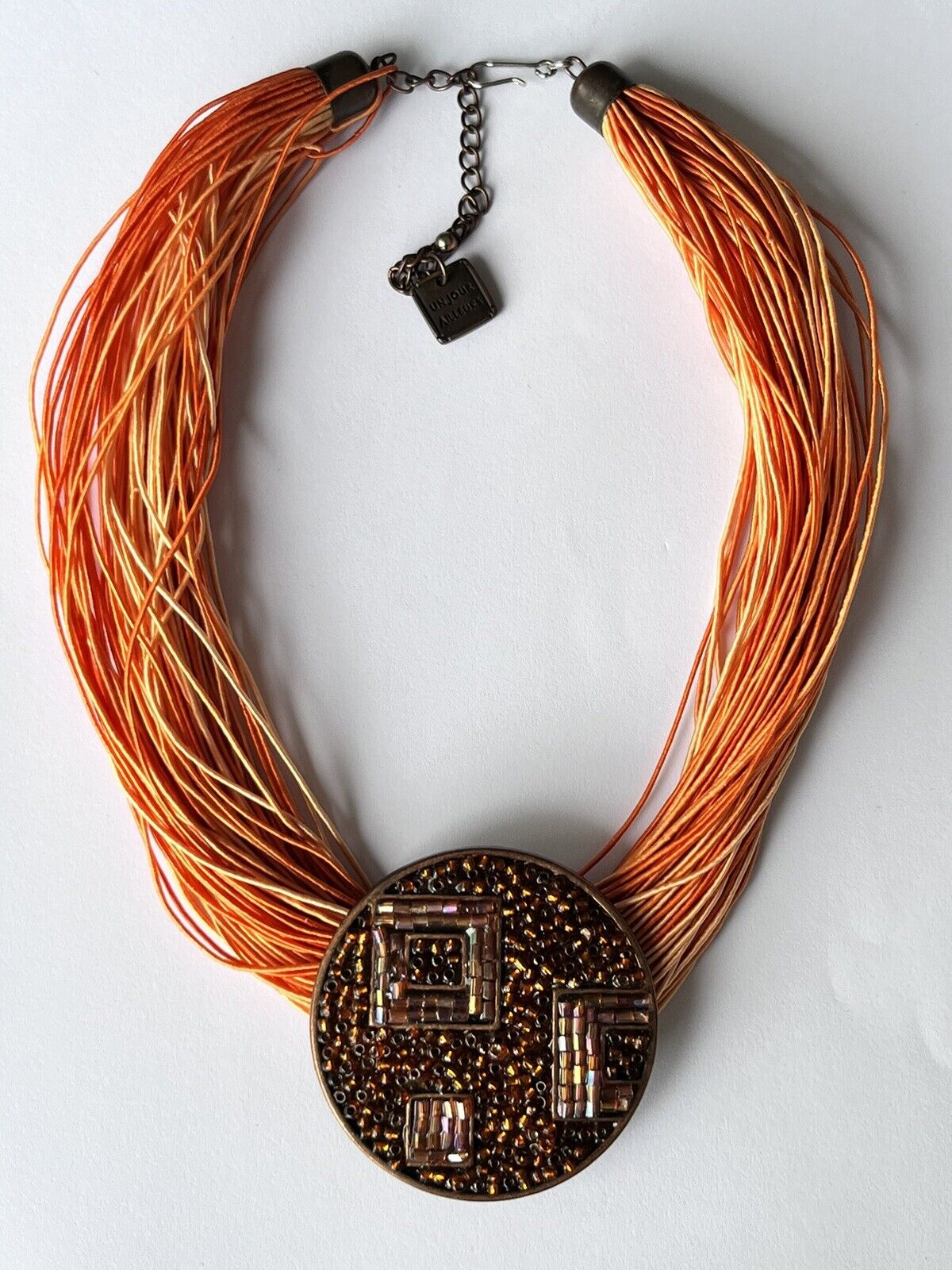 Vintage French Un Jour Ailleurs Orange Multi Strand Necklace