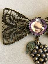 Vintage Large Bow Grapes Etruscan Brooch