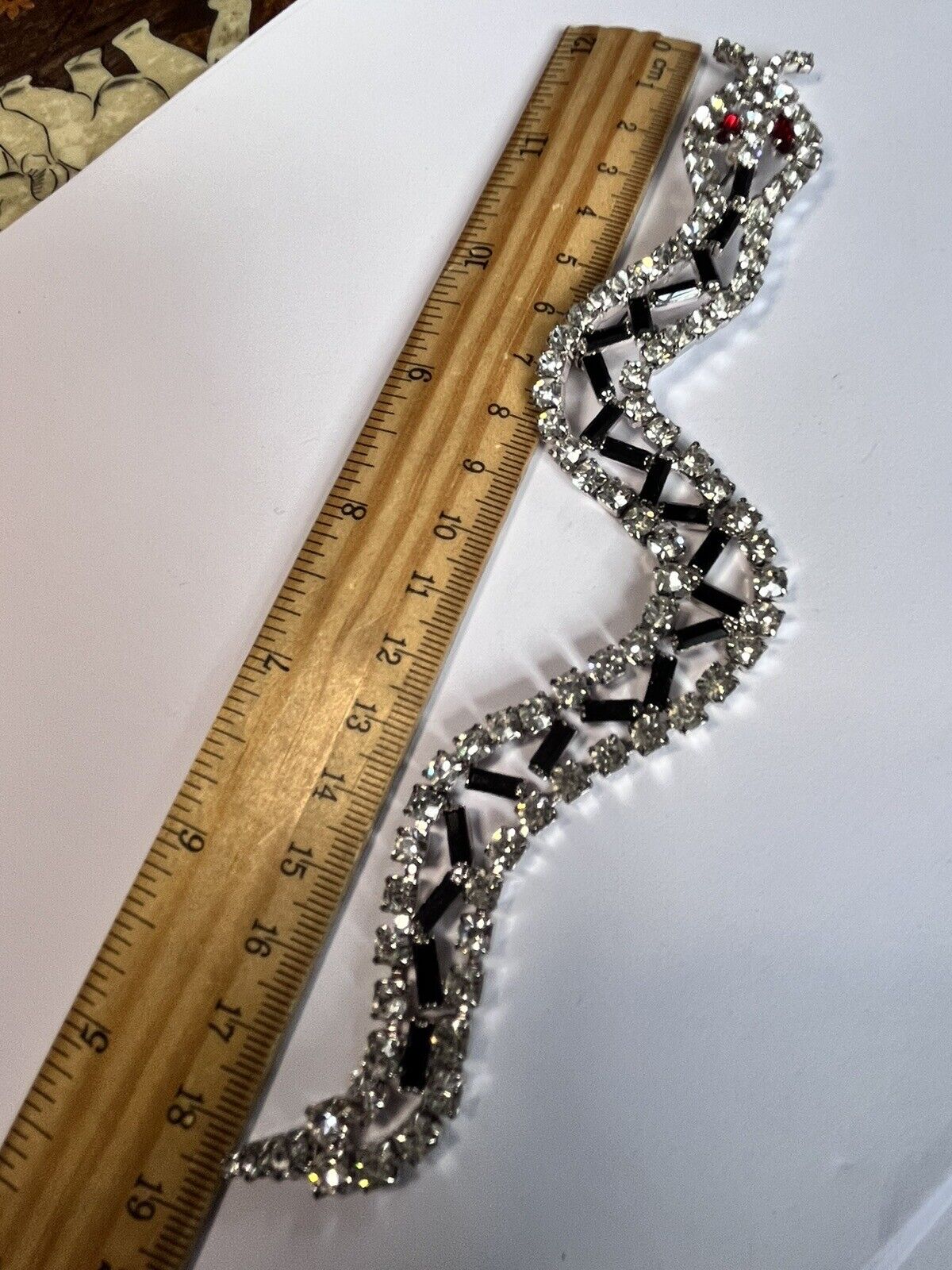 Vintage Statement Silver Tone Diamanté Snake Brooch
