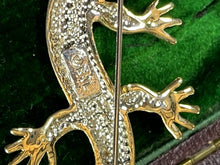 Vintage Gold Tone Diamanté Lizard Brooch