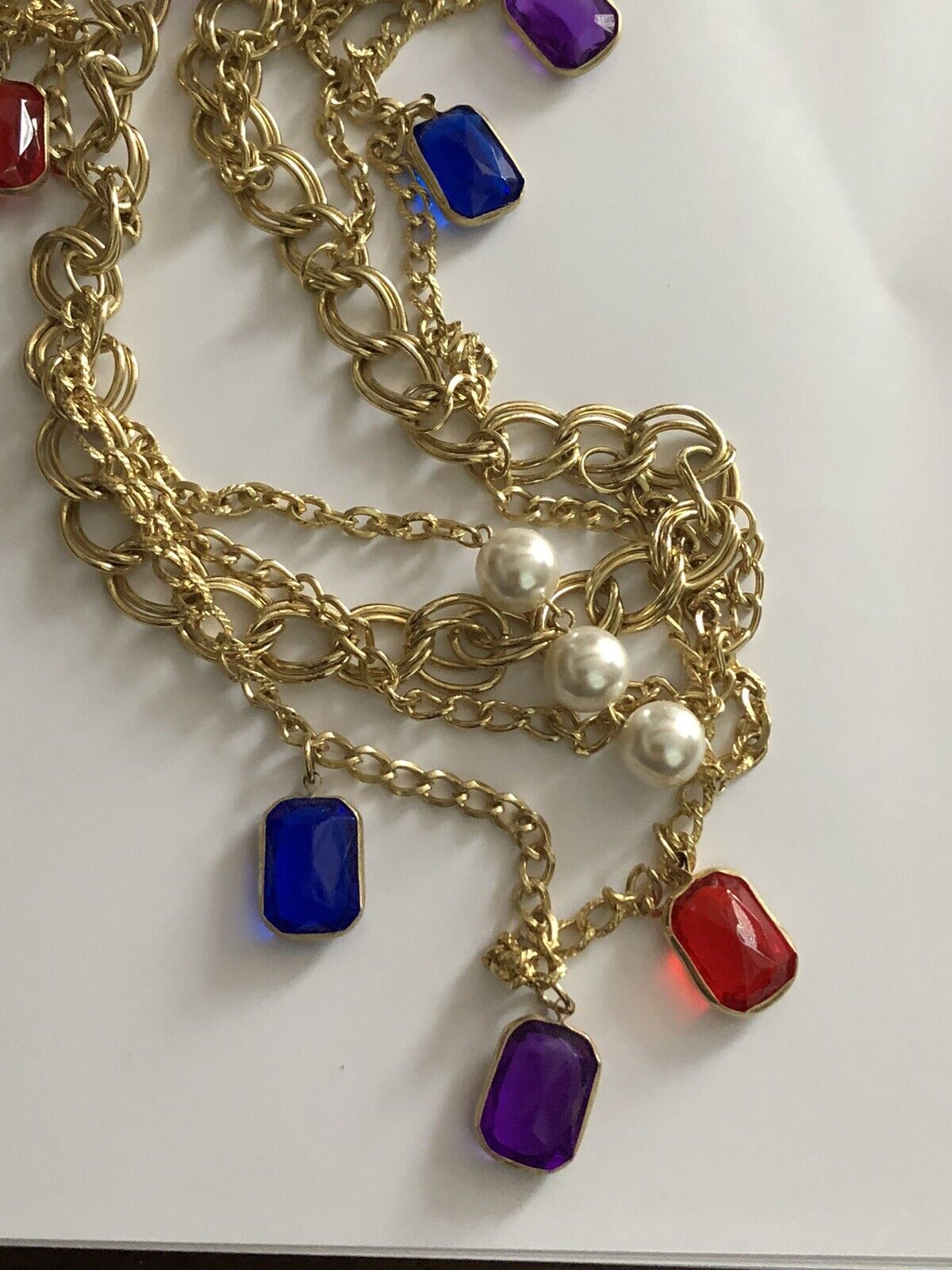 Vintage Gold Tone Multiple Strand Faux Pearl Necklace