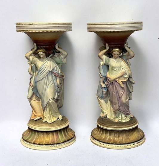 Pair Of Porcelain Figural Centrepieces