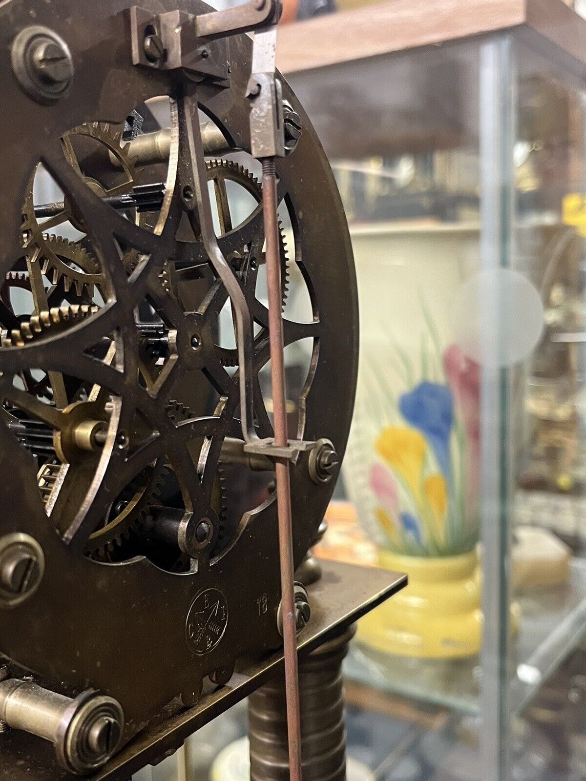 Skeleton Clock With Case And Key. Large & Impressive