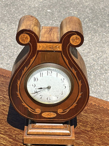 Edwardian Inlaid Lyre Shaped Clock