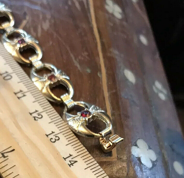 Vintage 1980s Red Stone Gold Tone Necklace and Bracelet Set