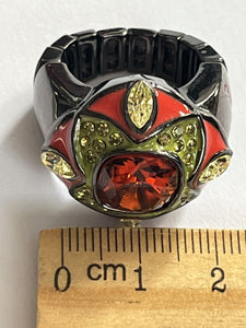 Vintage Designer Guess Orange Stone Gunmetal Ring