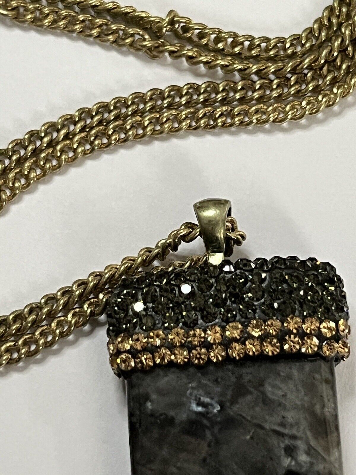 Vintage Natural Stone Diamanté Pendant Necklace
