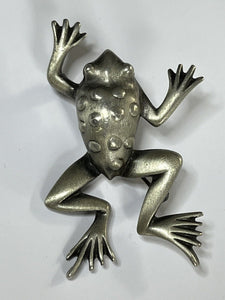 Vintage Silver Tone Frog Brooch