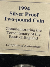1994 Silver Proof Two Pound Coin Tercentenary Of The Bank Of England