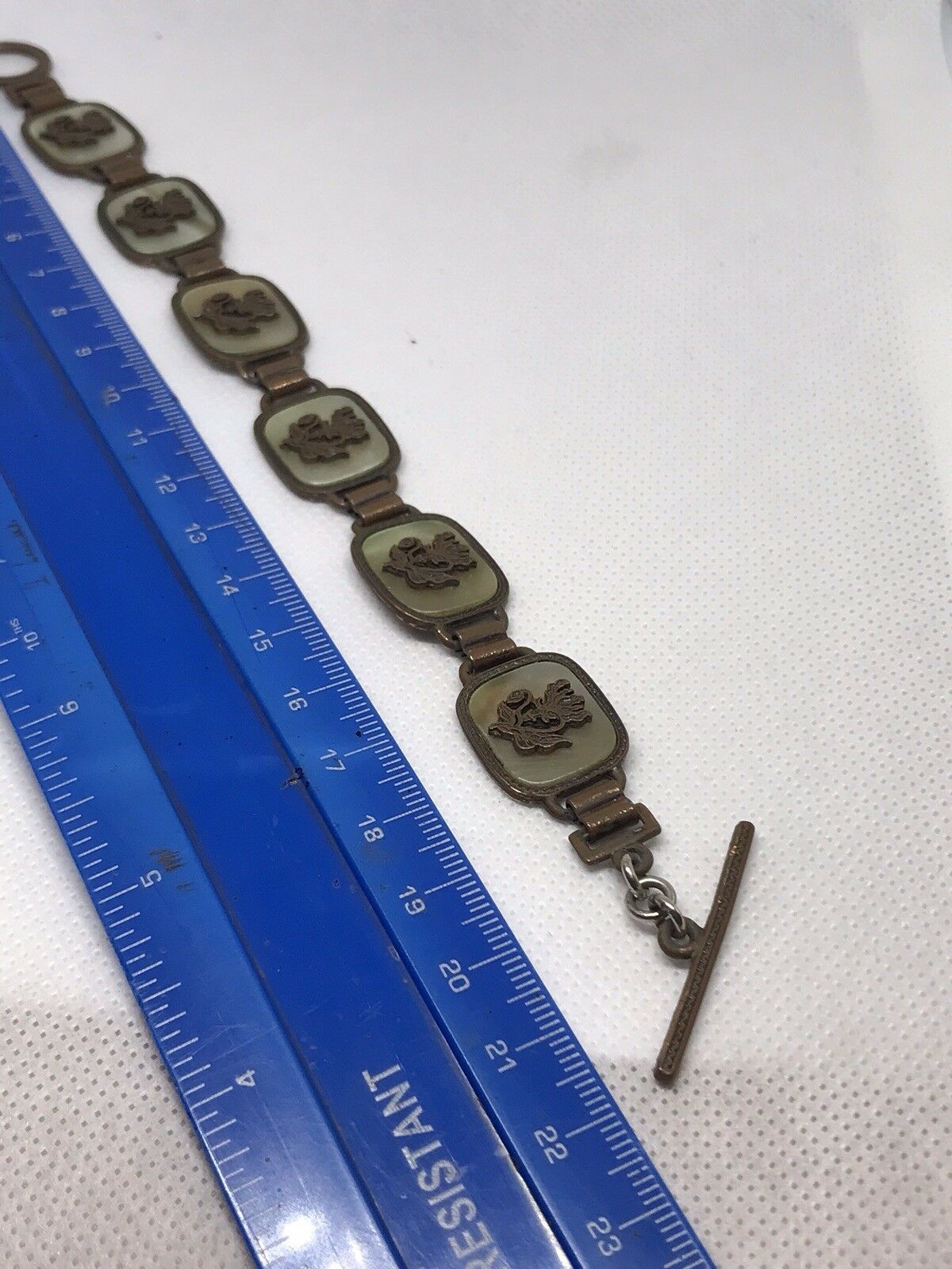 Vintage Metal And Mother Of Pearl Bracelet