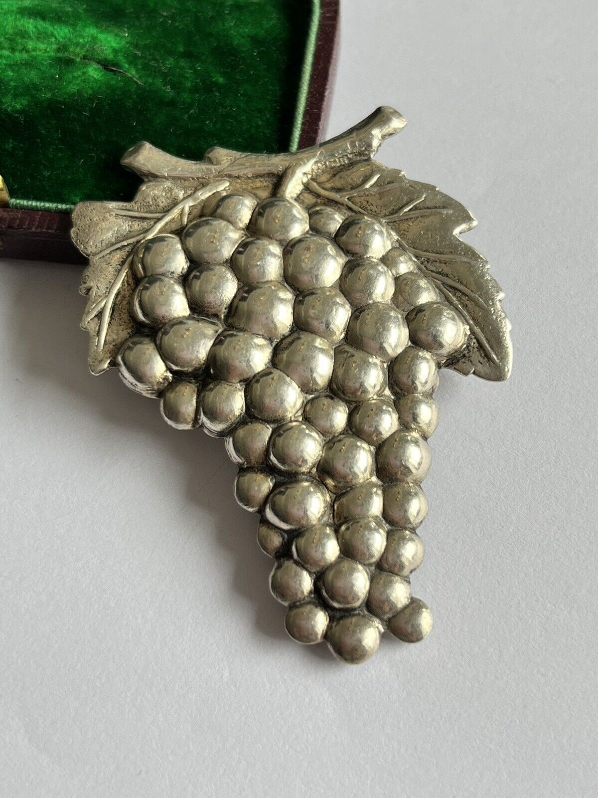 Vintage Silver Tone Grapes Brooch Statement Piece