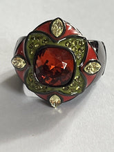Vintage Designer Guess Orange Stone Gunmetal Ring