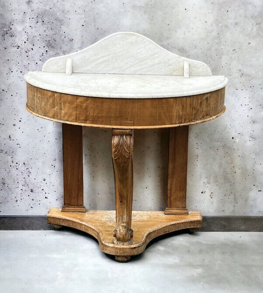 Victorian Half Round Hall Table With Marble Top